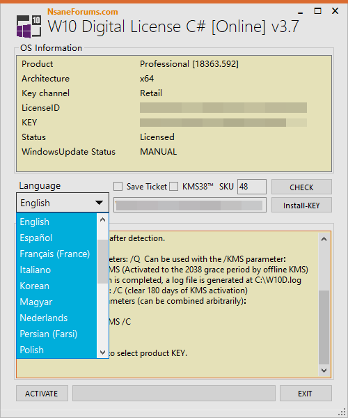 Windows 10 Digital License C#