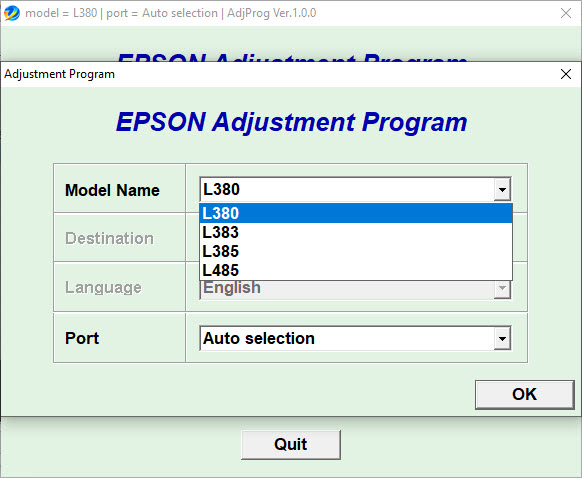 Epson L485 Resetter