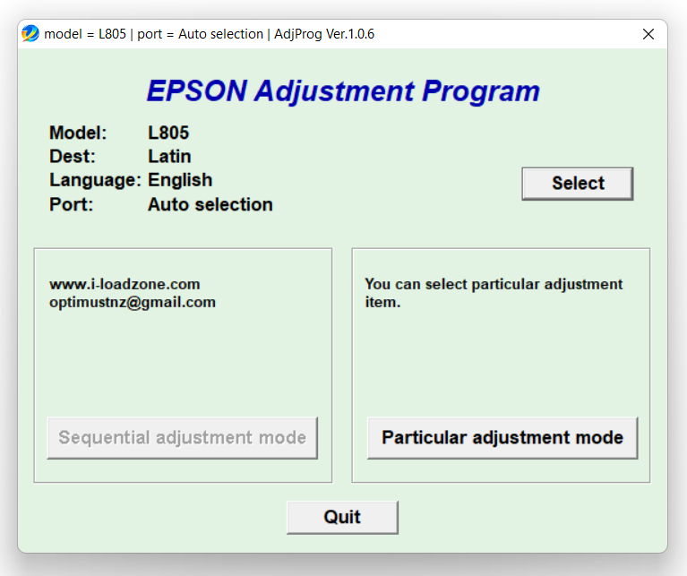 Epson L805 Resetter