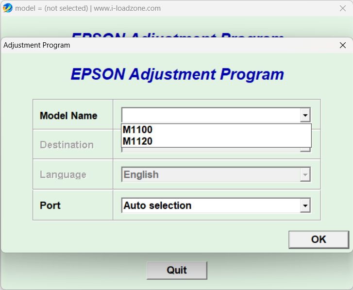 Epson M1120 Resetter