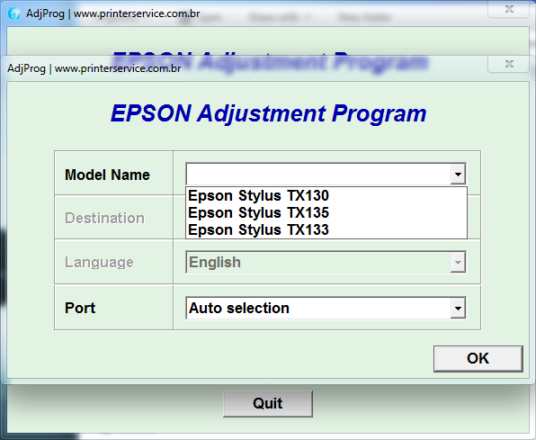 Epson TX130 Resetter