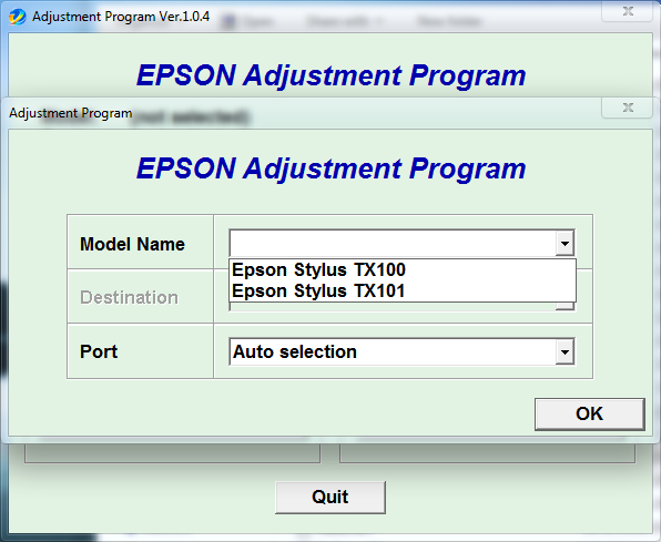 Epson TX101 Resetter
