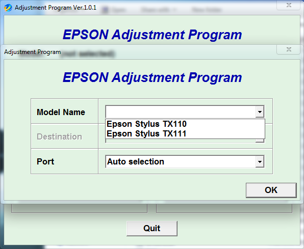 Epson TX110 Resetter