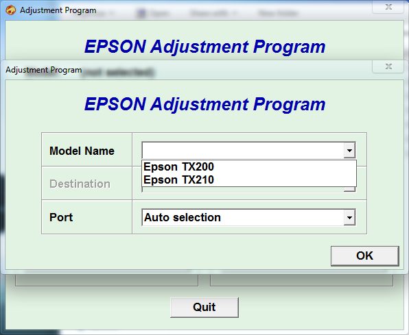 Epson TX200 Resetter