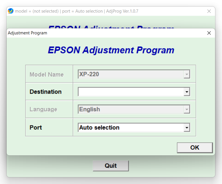 Epson XP-220 Resetter