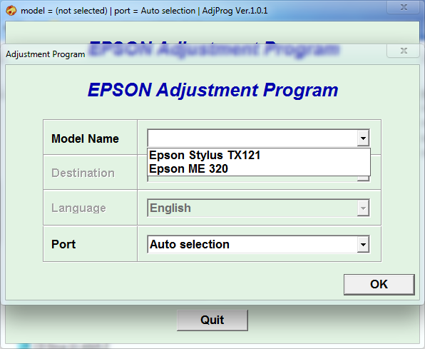 Epson TX121 Resetter