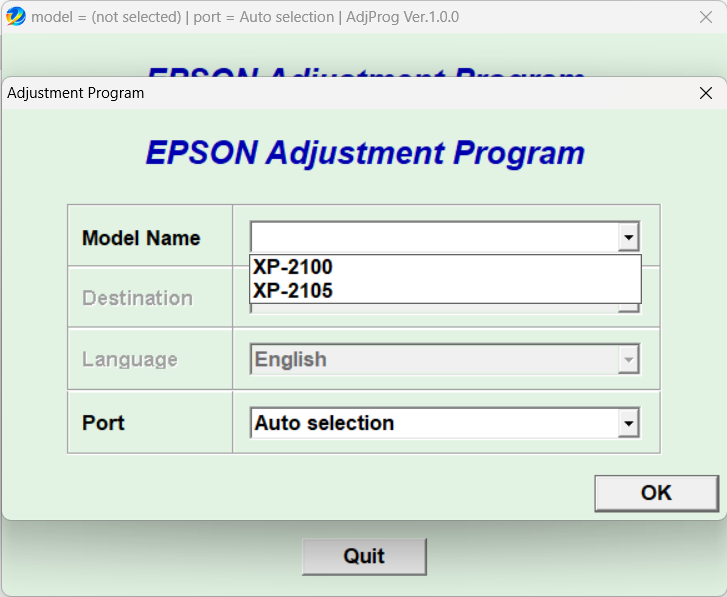 Epson XP-2100 Resetter