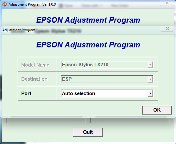 Epson TX210 Resetter