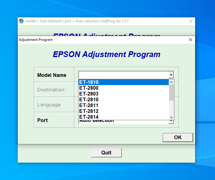 Screenshot – Epson ET-1810