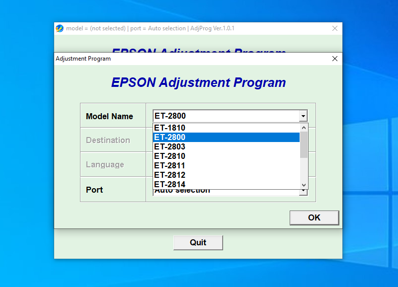 Screenshot – Resetter Epson ET-2800