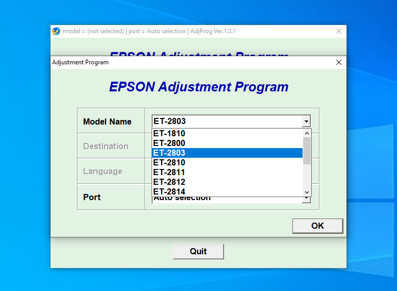 Screenshot – Resetter Epson ET-2803