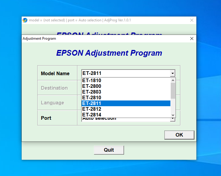 Screenshot – Resetter Epson ET-2811
