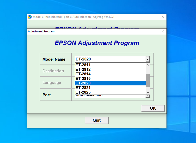 Screenshot – Resetter Epson ET-2820