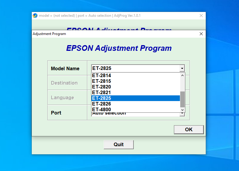 Screenshot – Resetter Epson ET-2825