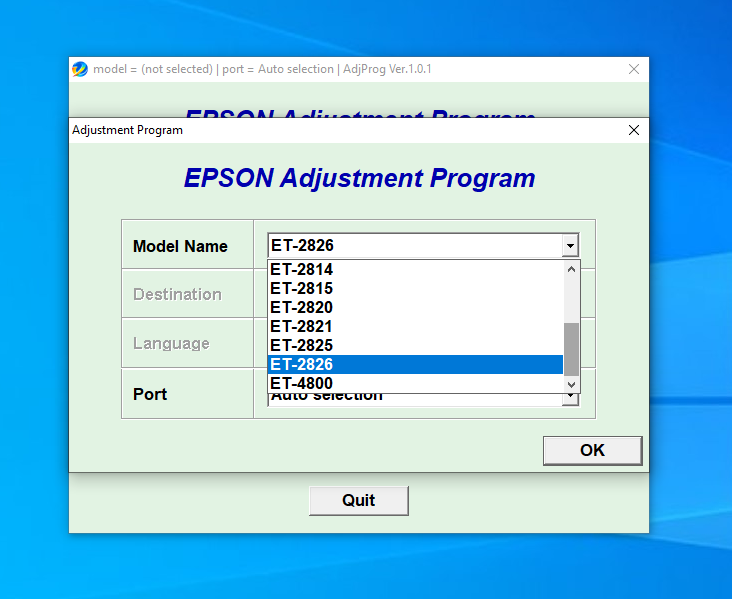 Screenshot – Resetter Epson ET-2826