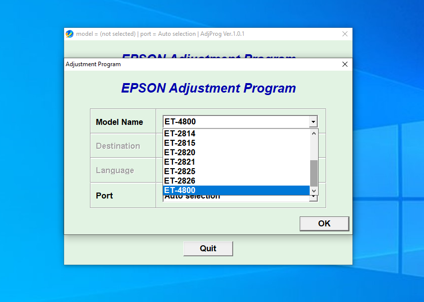 Screenshot – Resetter Epson ET-4800