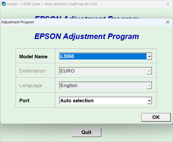 Screenshot – Resetter Epson L3050