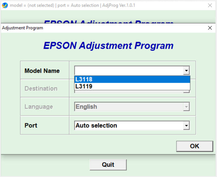 Screenshot – Resetter Epson L3118