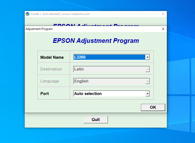 Screenshot – Resetter Epson L3260