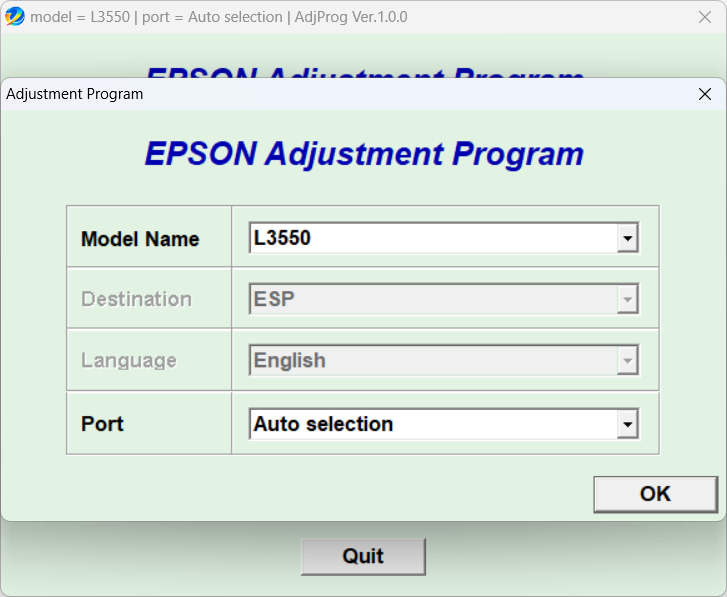 Screenshot – Resetter Epson L3550