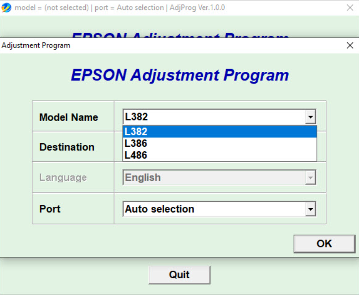 Screenshot – Resetter Epson L382