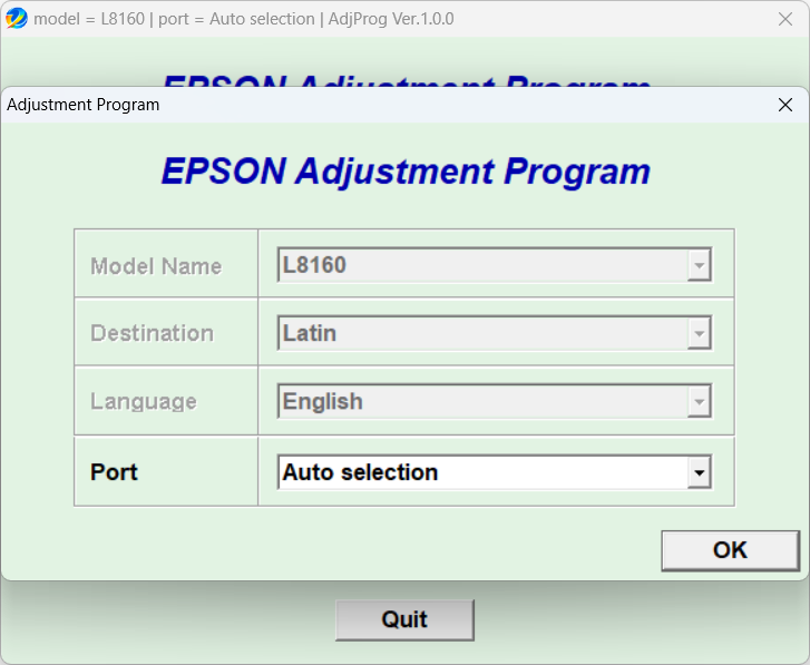 Screenshot – Resetter Epson L8160
