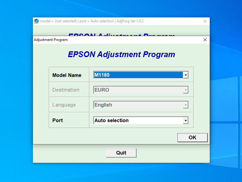 Screenshot – Resetter Epson M1180