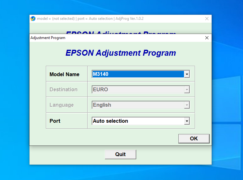 Screenshot – Resetter Epson M3140 