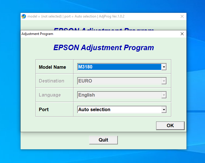 Screenshot – Resetter Epson M3180