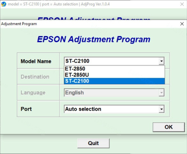 Screenshot – Resetter Epson ST-C2100
