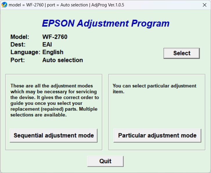 Screenshot – Resetter Epson WF-2760
