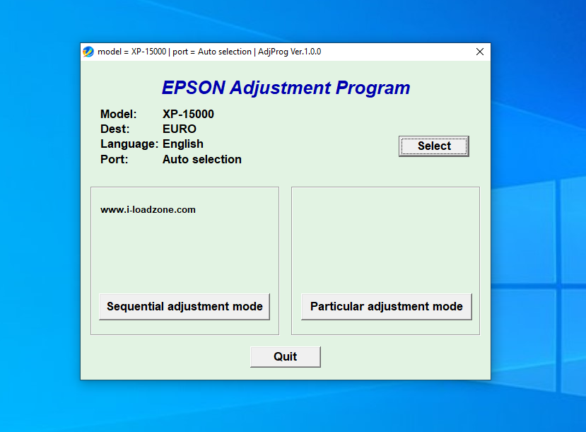 Screenshot – Resetter Epson XP-15000