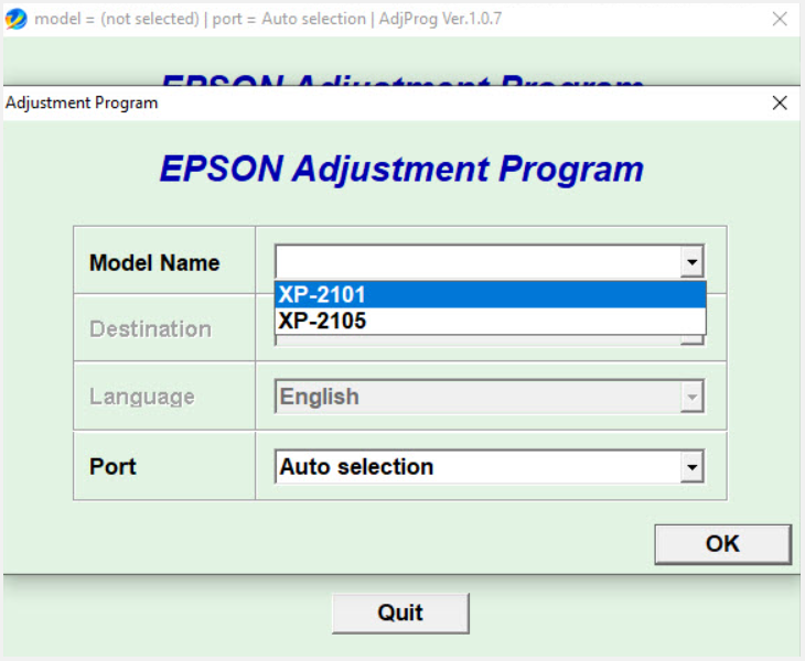 Screenshot – Resetter Epson XP-2101