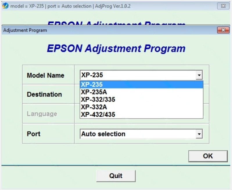 Screenshot – Resetter Epson XP-335