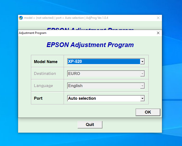 Screenshot – Resetter Epson XP-520