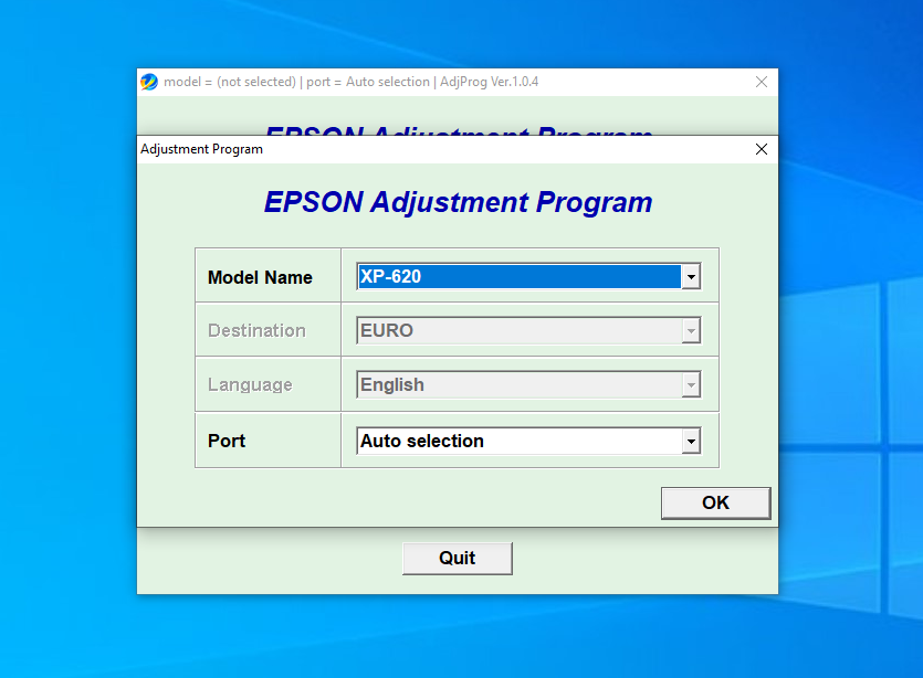 Screenshot – Resetter Epson XP-620