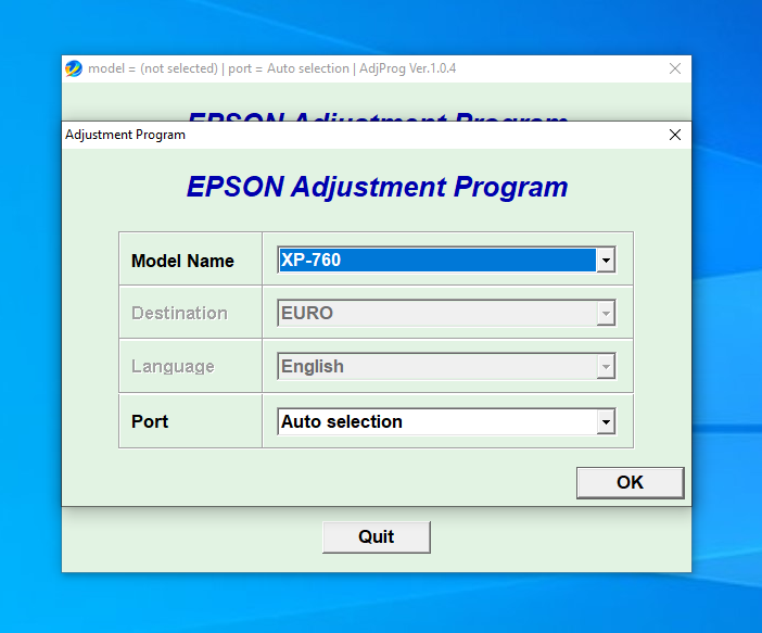 Screenshot – Resetter Epson XP-760