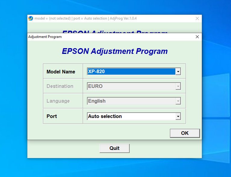Screenshot – Resetter Epson XP-820
