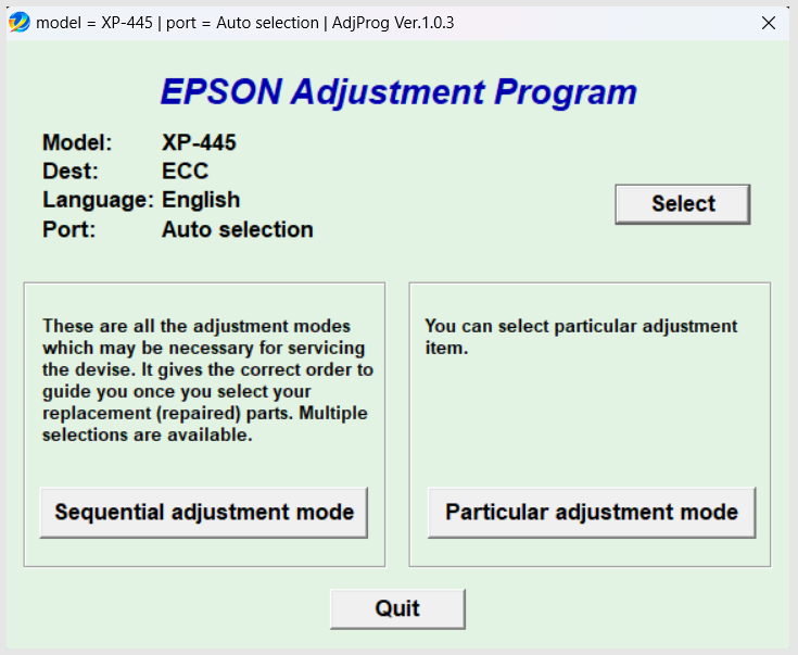 Epson XP-445 Resetter