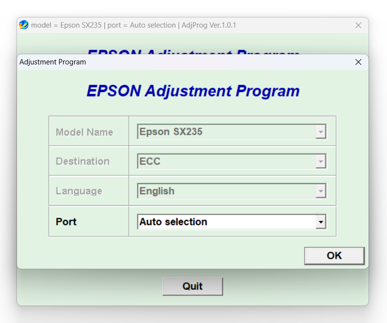 Resetter Epson SX235